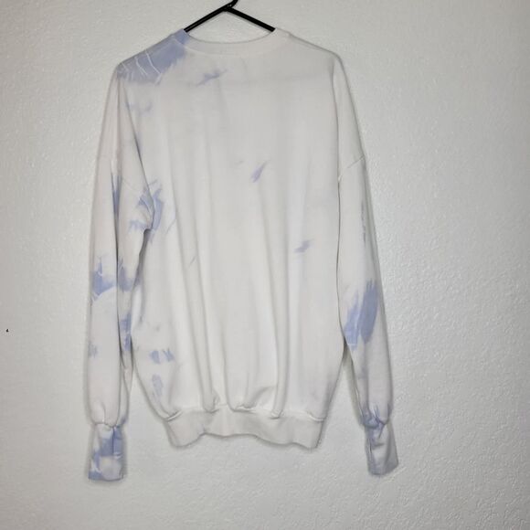 The Laundry Room White & Blue Tie Dye Oversized Crewneck Sweatshirt Pullover - Picture 8 of 9